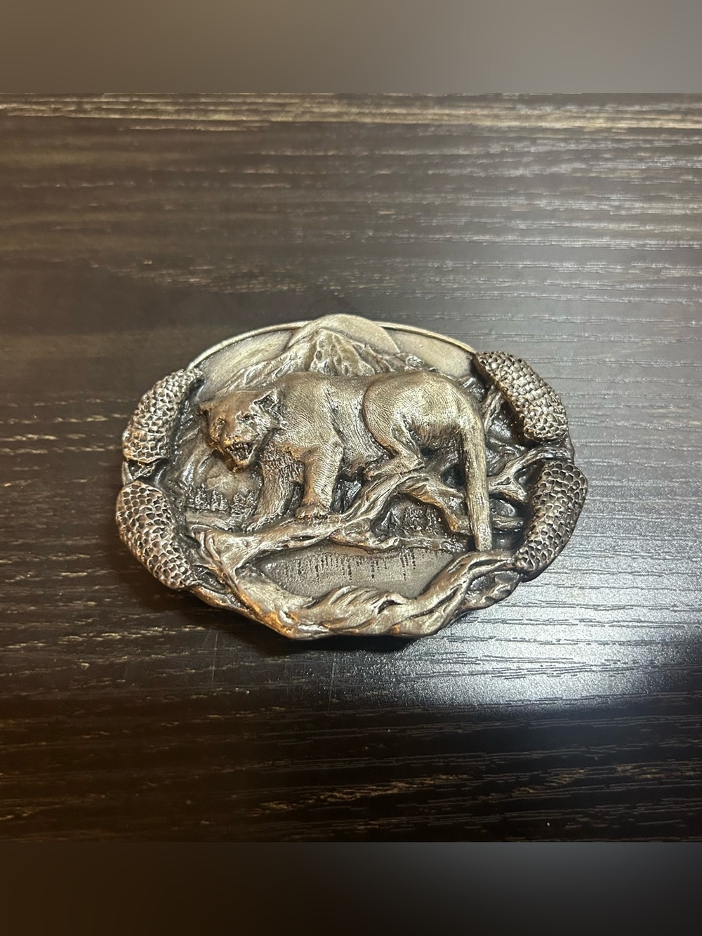 Mountain Lion Cougar Felis F Conqueror Puma Vintage 1981 Bergamot Belt Buckle
